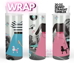 1950s dresses- Digital tumbler wrap for 20 oz skinny straight tumbler