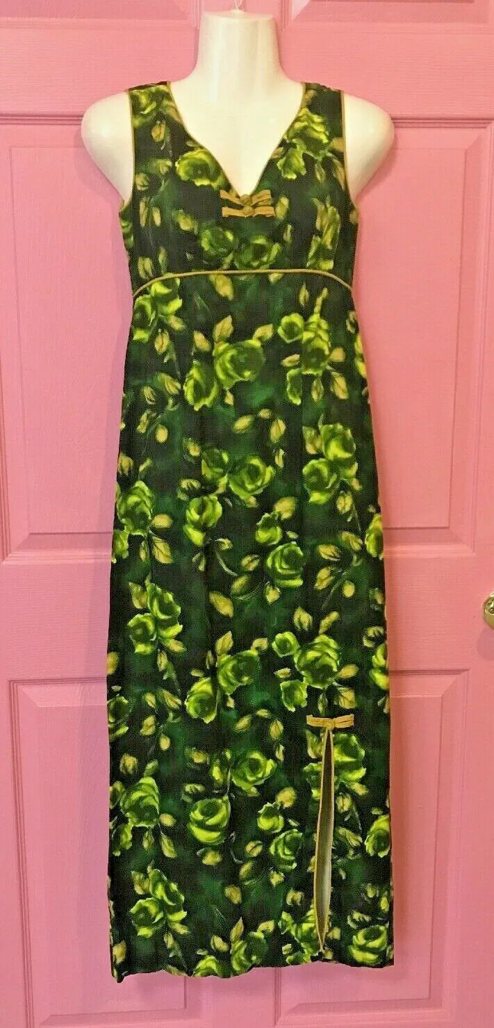 Alfred Shaheen | Vintage 60s Green Hawaiian Asian Inspired Dress | Sz S