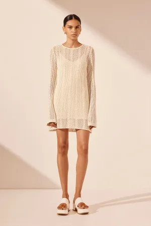 ARLO LONG SLEEVE MINI DRESS - IVORY