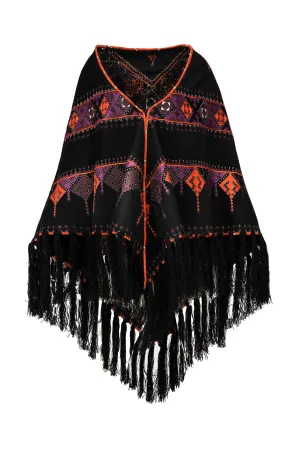 Aspen Poncho - Brick & Purple