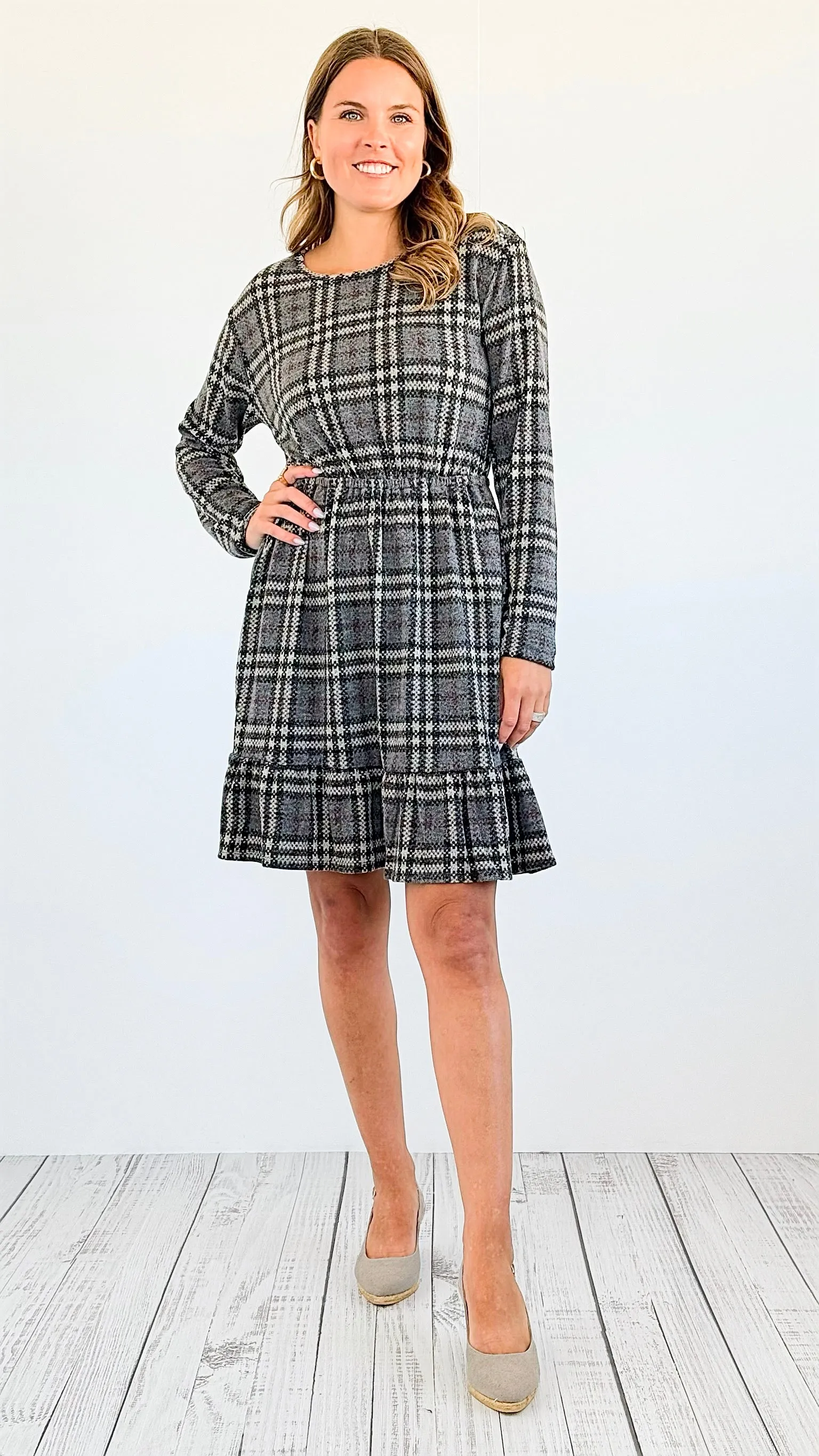 Autumn Plaid Ruffle Dress