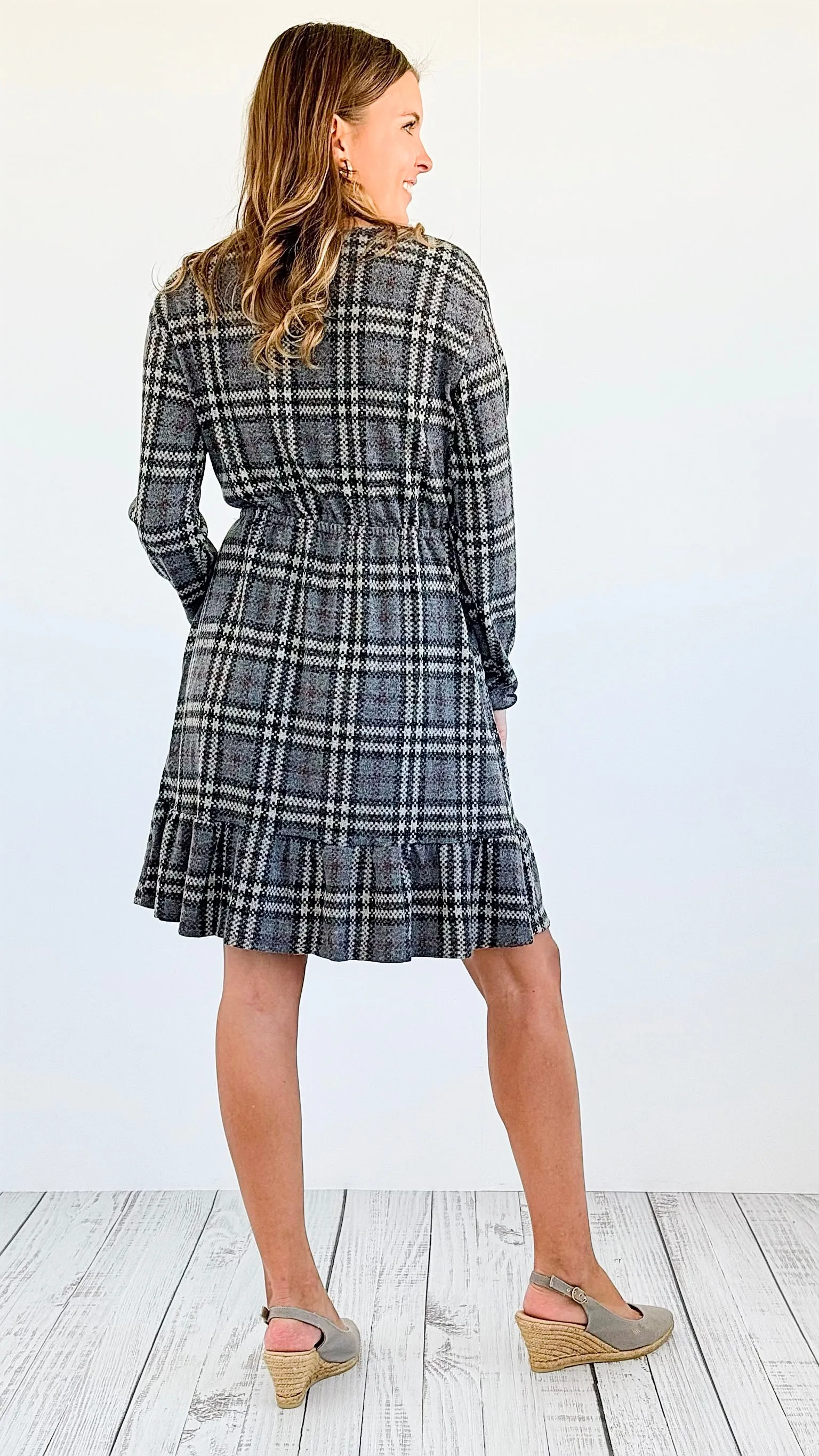 Autumn Plaid Ruffle Dress