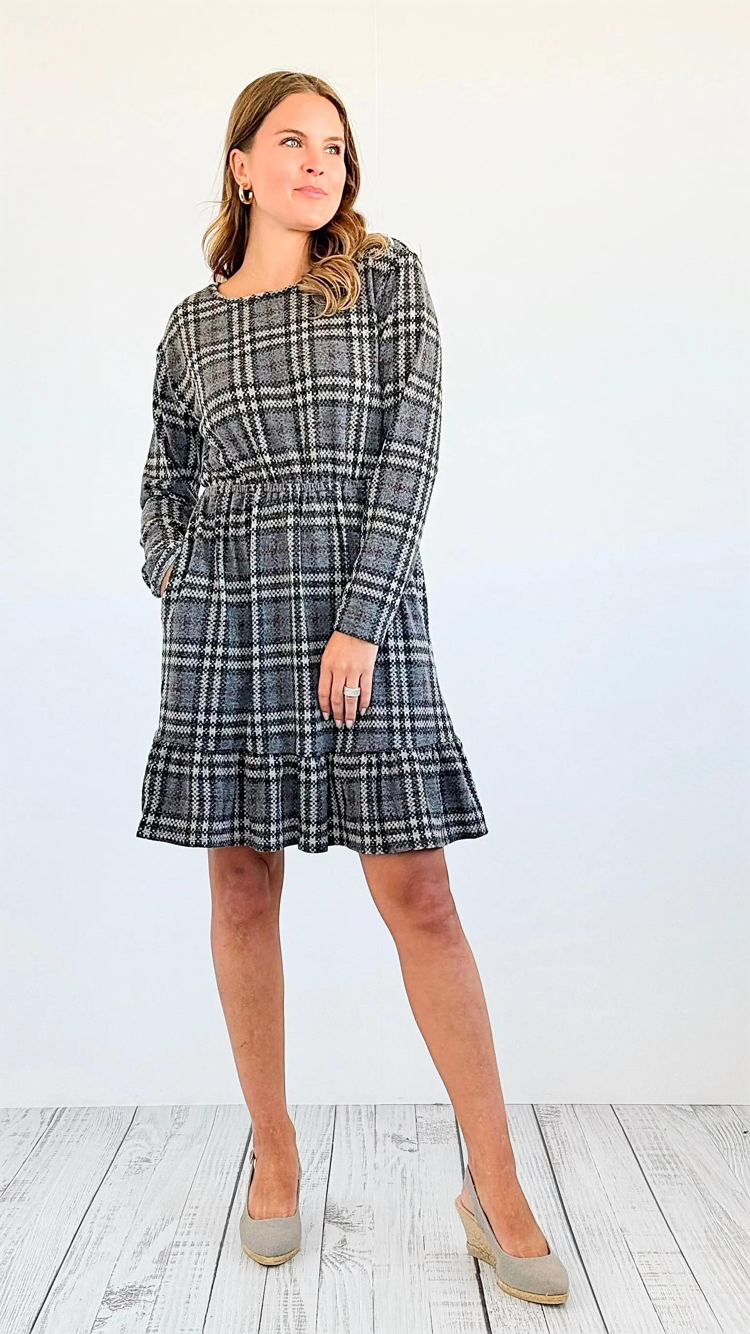 Autumn Plaid Ruffle Dress