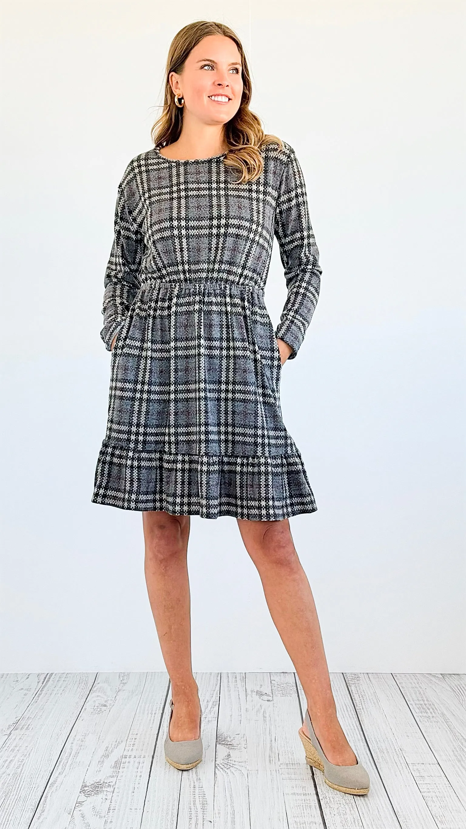 Autumn Plaid Ruffle Dress