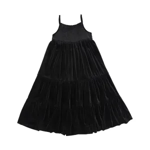 BAMBOO BLACK VELOUR SMOCKED MAXI JUMPER [Final Sale]