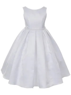 Big Girls White Pearl Trim Classic Pleated Plus Size Communion Dress 16.5-20.5