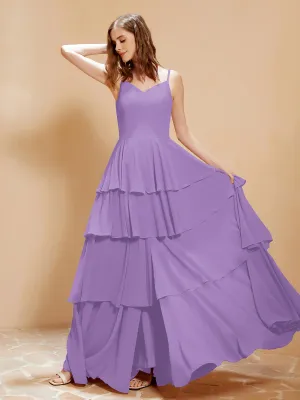 Boho V-neck Floor-length Dress Flowy Ruffles Tahiti