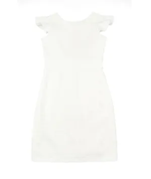 By Debra Girls Ivory Pucker Flutter Sleeve Straight Dress