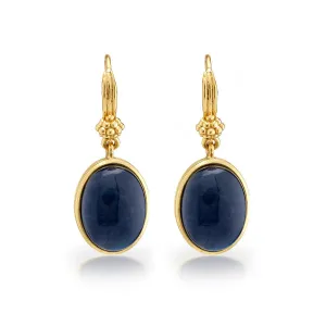 CAPUCINE DE WULF - CLEOPATRA OVAL DROP BLUE LABRADORITE EARRINGS