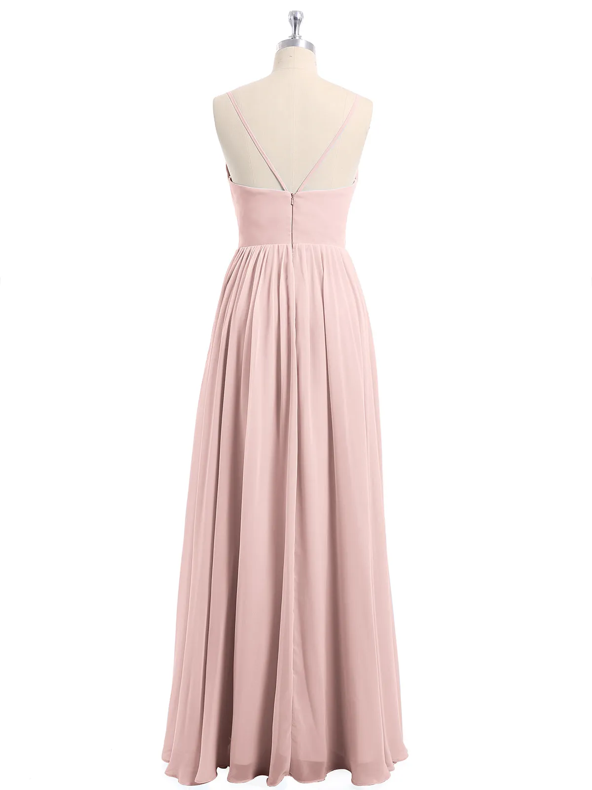 Chiffon Bridesmaid Dresses with Spaghetti Straps-Dusty Rose Plus Size