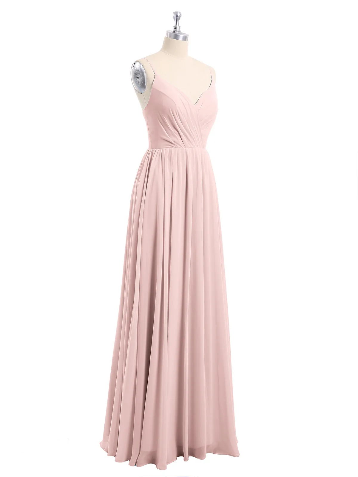 Chiffon Bridesmaid Dresses with Spaghetti Straps-Dusty Rose Plus Size