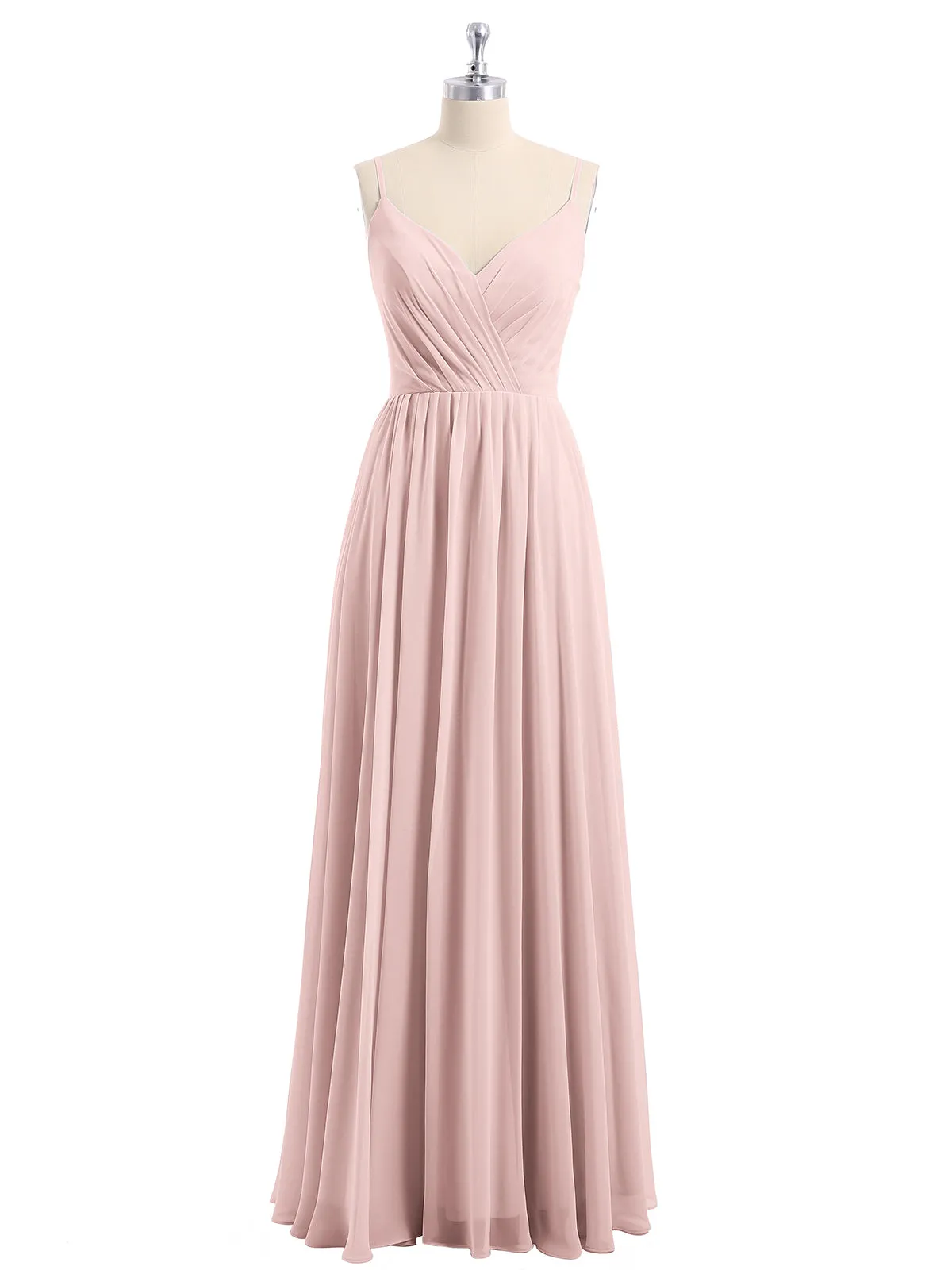 Chiffon Bridesmaid Dresses with Spaghetti Straps-Dusty Rose Plus Size