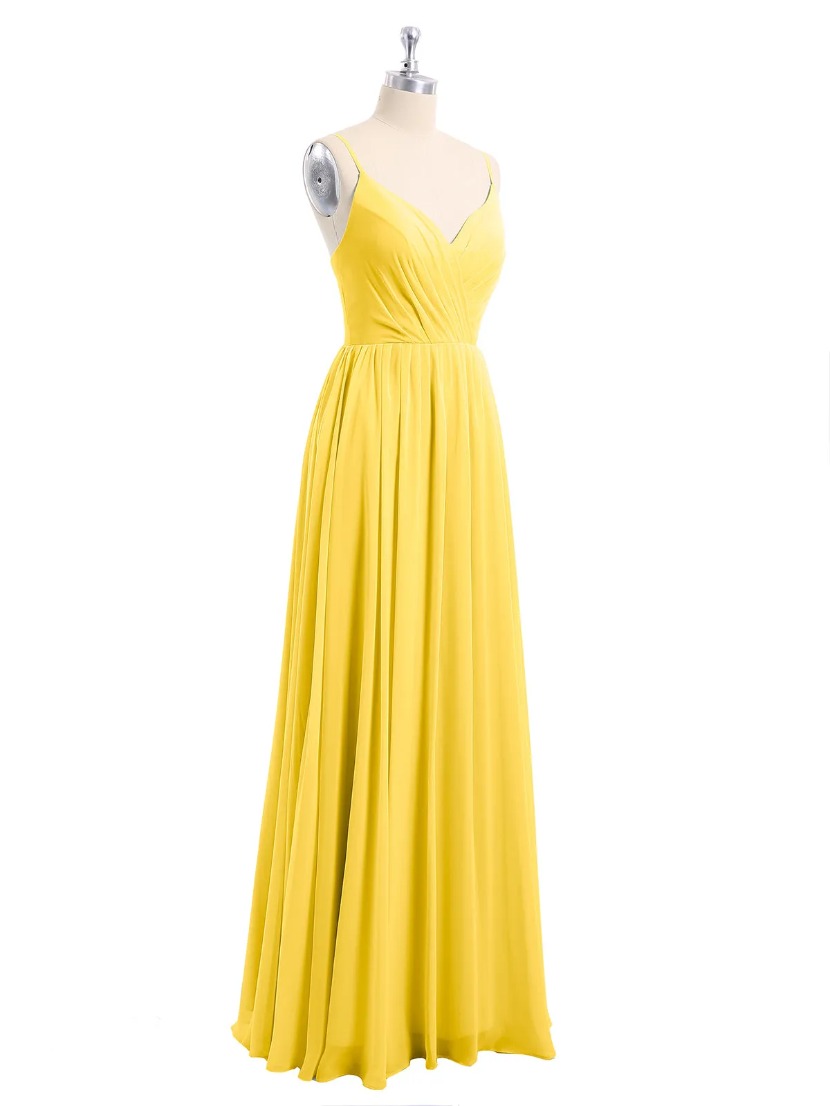 Chiffon Bridesmaid Dresses with Spaghetti Straps-Marigold