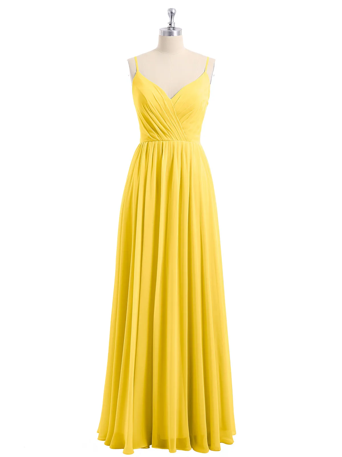 Chiffon Bridesmaid Dresses with Spaghetti Straps-Marigold