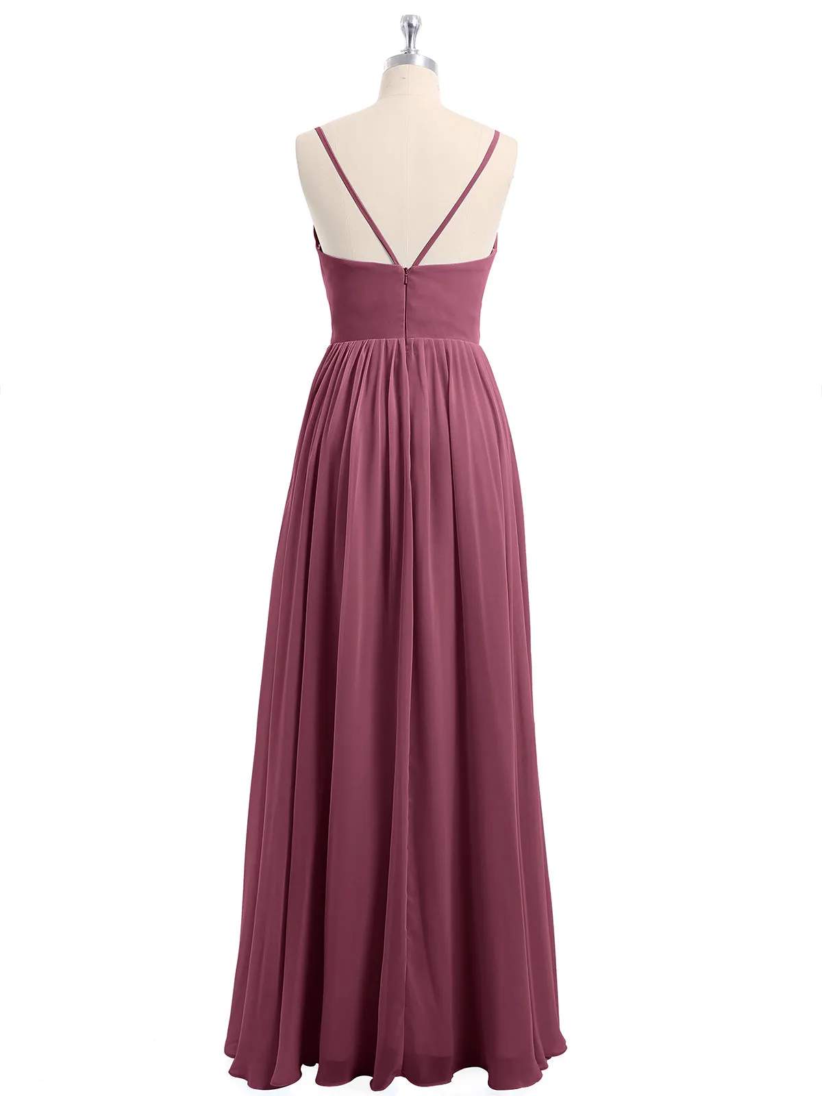 Chiffon Bridesmaid Dresses with Spaghetti Straps-Mulberry