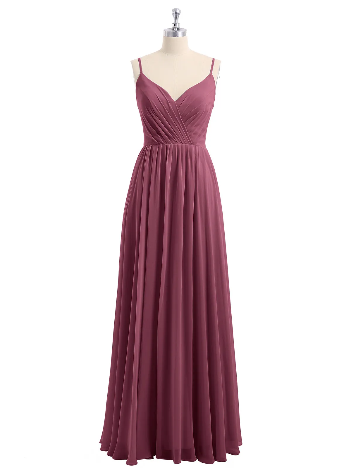 Chiffon Bridesmaid Dresses with Spaghetti Straps-Mulberry