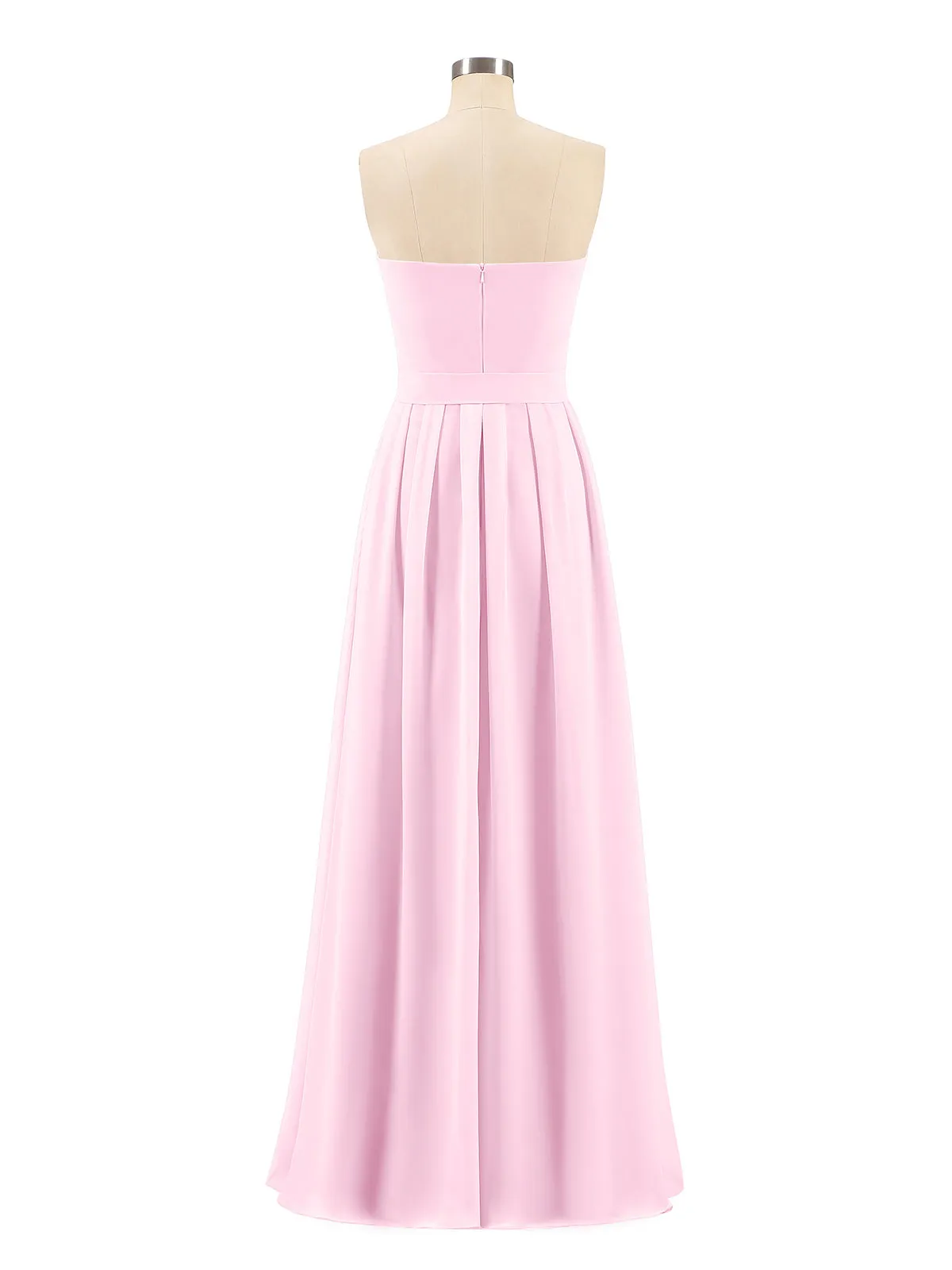 Chiffon Strapless Bridesmaid Gown with Sash-Candy Pink Plus Size