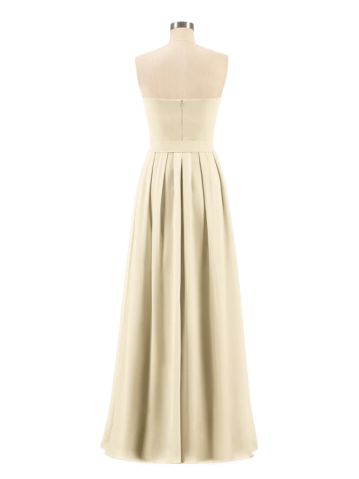 Chiffon Strapless Bridesmaid Gown with Sash-Champagne Plus Size