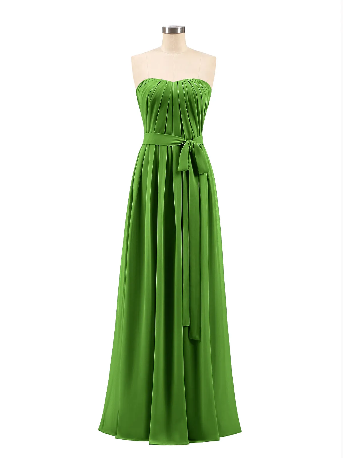 Chiffon Strapless Bridesmaid Gown with Sash-Moss Plus Size