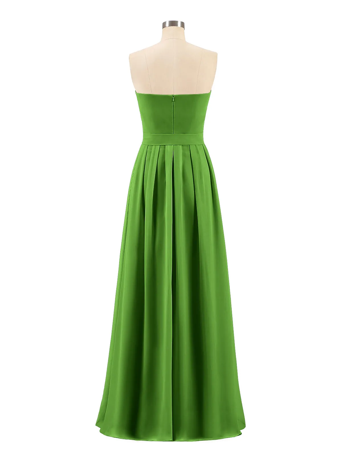 Chiffon Strapless Bridesmaid Gown with Sash-Moss Plus Size