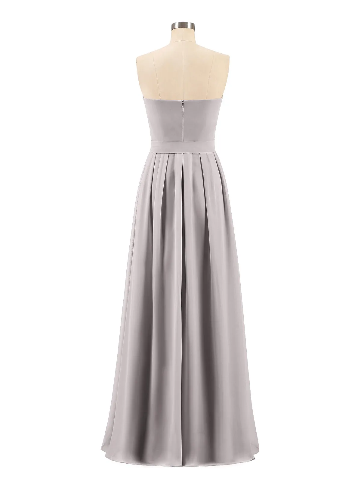 Chiffon Strapless Bridesmaid Gown with Sash-Silver Plus Size