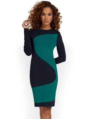 Colorblock Swirl Sweater Dress