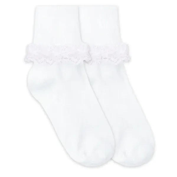 Double Row Lace Turn Cuff Socks