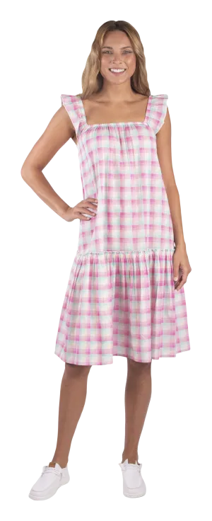 Drop Waist Ruffle Strap Plaid Dress by Simply Southern