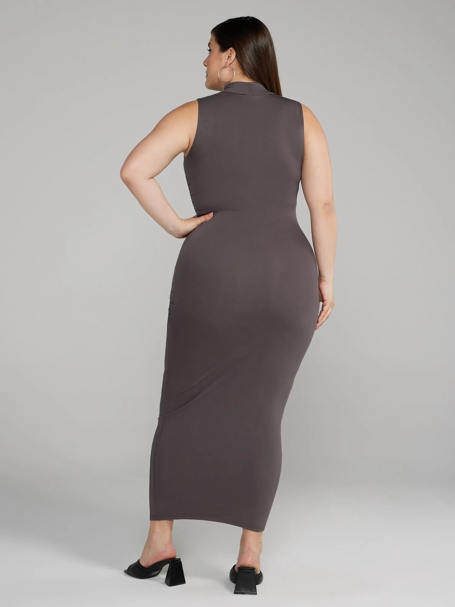 Fashion To Figure - Mockneck Ruched Bodycon Dress