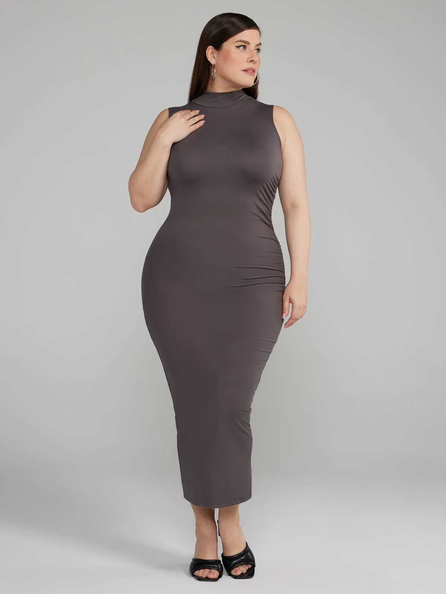 Fashion To Figure - Mockneck Ruched Bodycon Dress