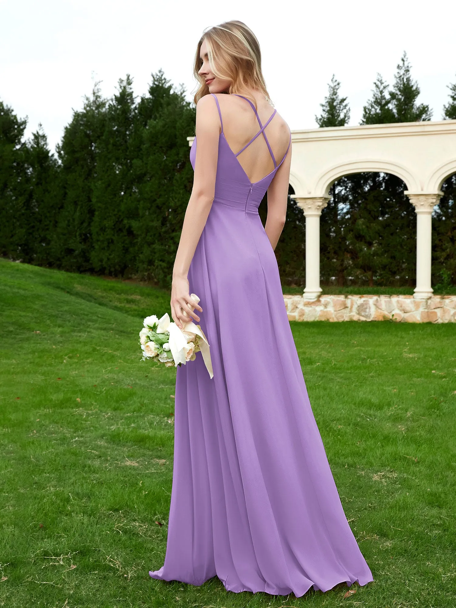 Floor Length V Neck Chiffon Bridesmaid Gown Tahiti Plus Size