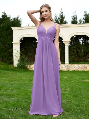 Floor Length V Neck Chiffon Bridesmaid Gown Tahiti Plus Size