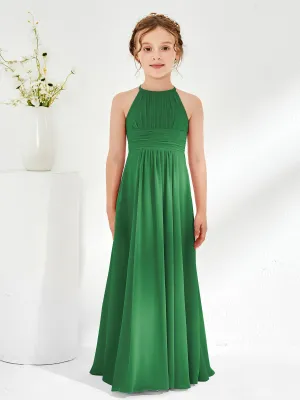 Halter Chiffon Junior Bridesmaid Dresses Emerald