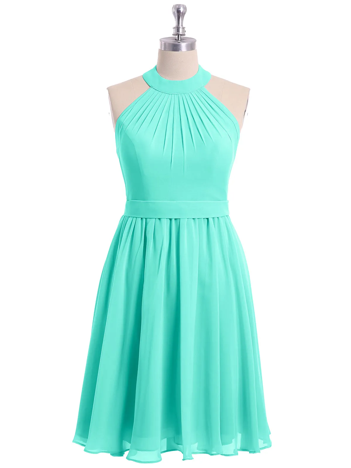 Halter Chiffon Short Bridesmaid Dresses-Spa Plus Size