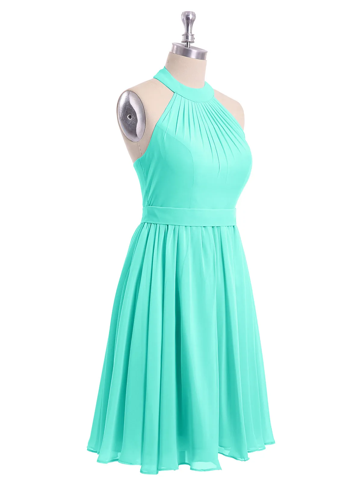 Halter Chiffon Short Bridesmaid Dresses-Spa Plus Size