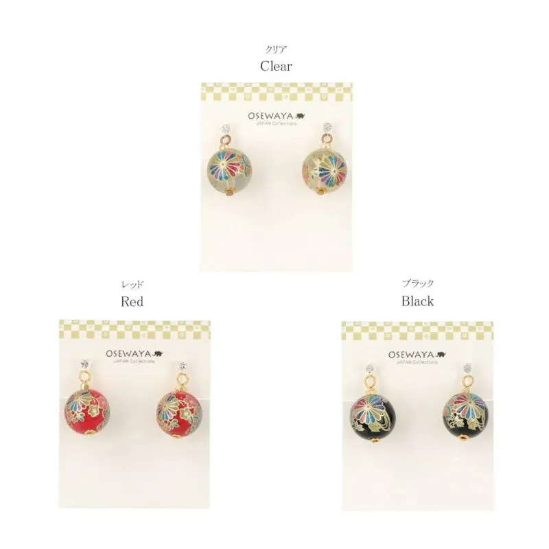 Japanese Pattern Bead Invisible Clip On Earrings