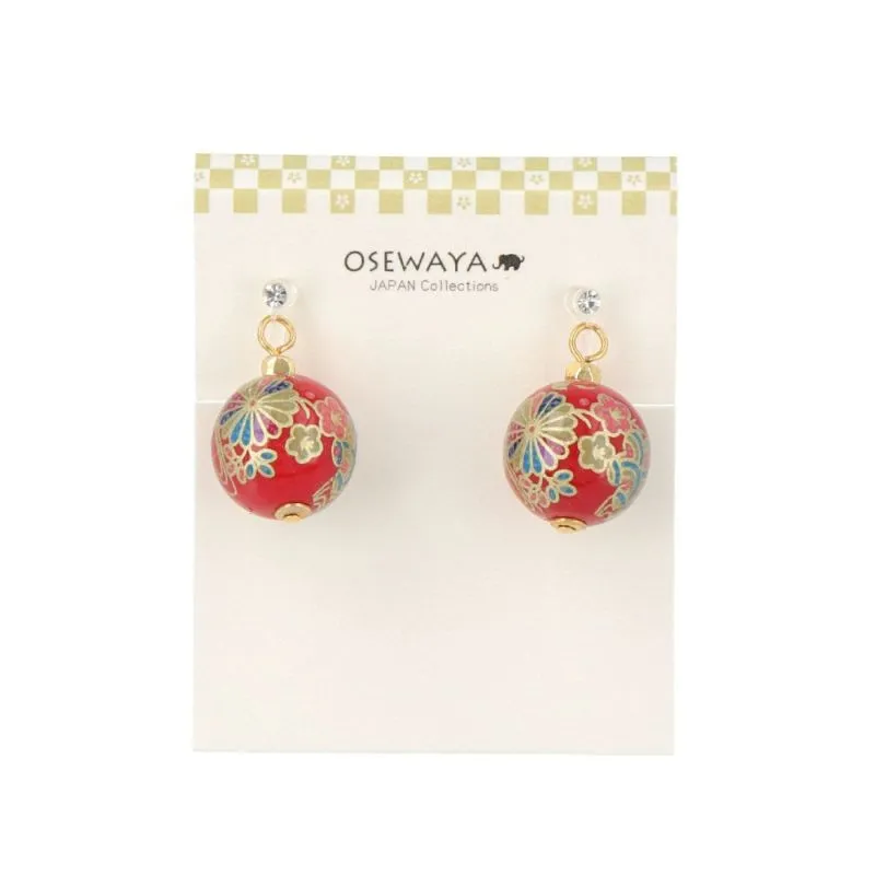 Japanese Pattern Bead Invisible Clip On Earrings