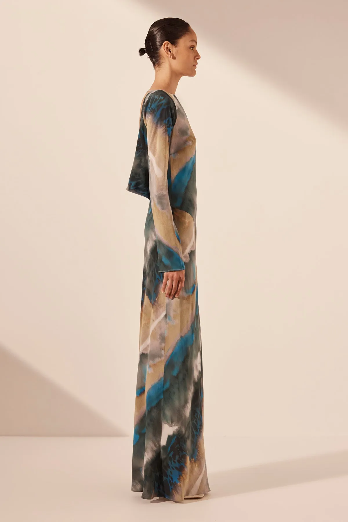 JARDIN SILK BACKLESS SPLIT MAXI DRESS