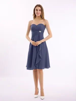 Knee Length Chiffon Dress with Sweetheart Neck-Stormy Plus Size