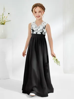 Lace Top Junior Bridesmaid Dresses Black