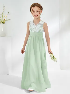 Lace Top Junior Bridesmaid Dresses Dusty Sage