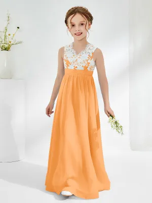 Lace Top Junior Bridesmaid Dresses Orange