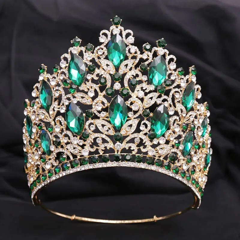 Luxury Royal Crown Tiara with Crystals and Filigree Designs