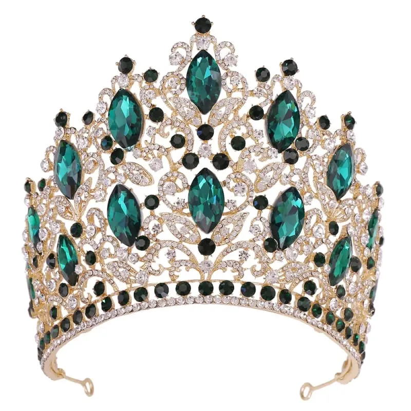 Luxury Royal Crown Tiara with Crystals and Filigree Designs