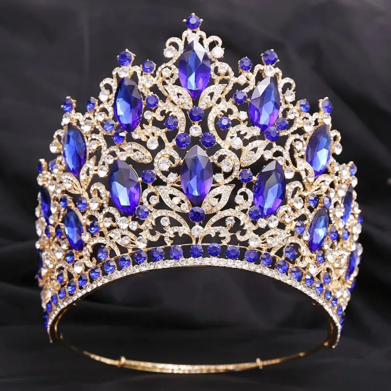 Luxury Royal Crown Tiara with Crystals and Filigree Designs