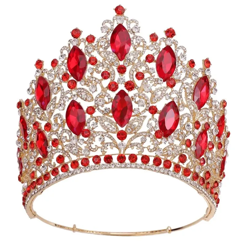 Luxury Royal Crown Tiara with Crystals and Filigree Designs