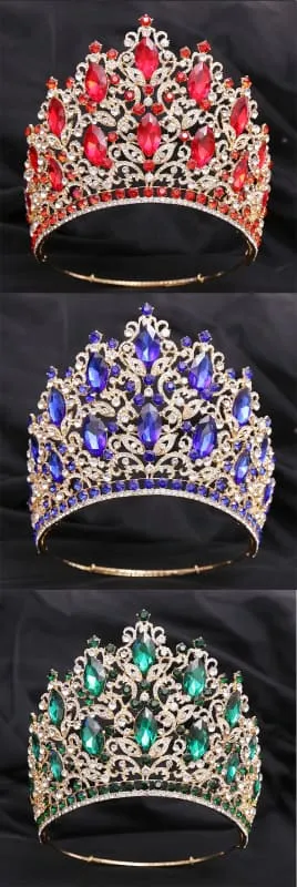 Luxury Royal Crown Tiara with Crystals and Filigree Designs