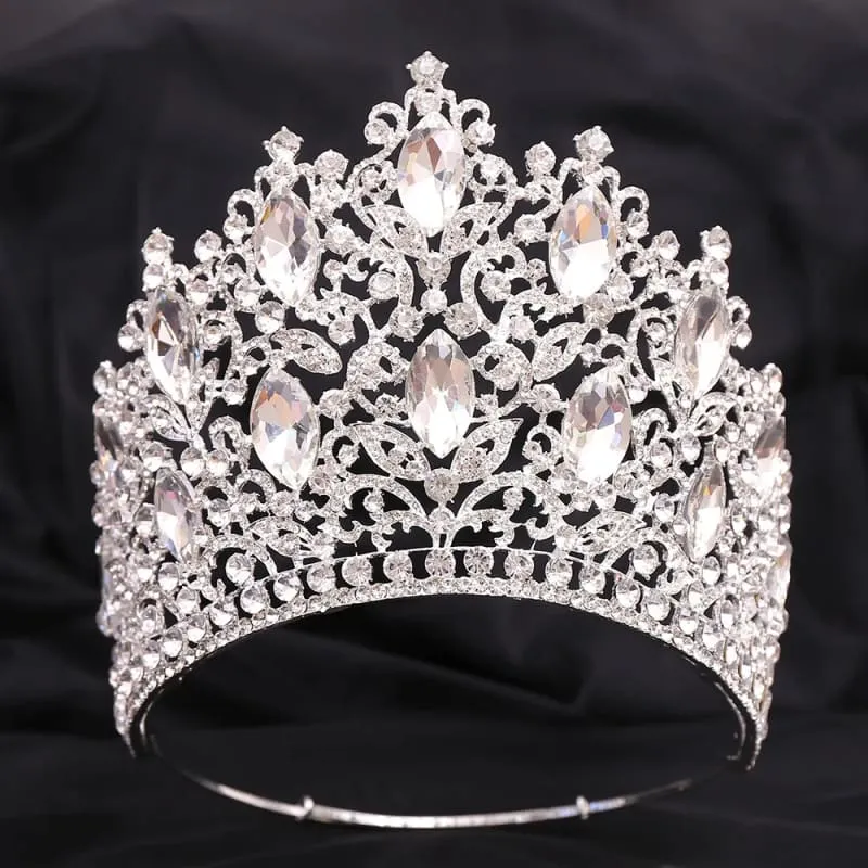 Luxury Royal Crown Tiara with Crystals and Filigree Designs