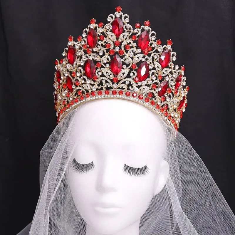 Luxury Royal Crown Tiara with Crystals and Filigree Designs