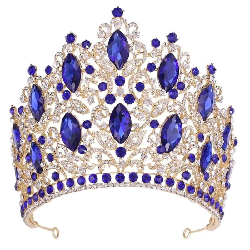 Luxury Royal Crown Tiara with Crystals and Filigree Designs